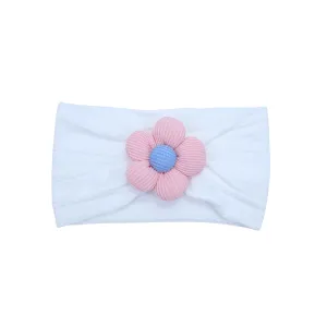 Plush Single Flower Baby Headband in White